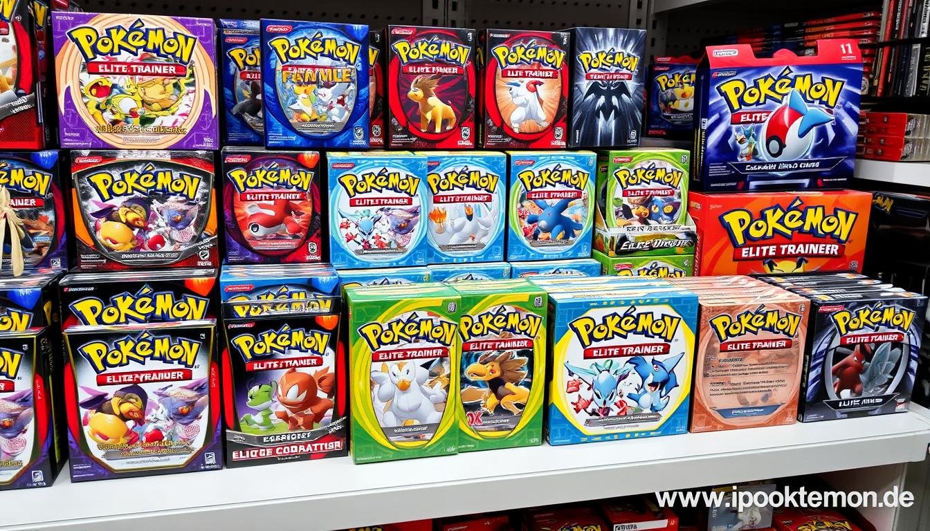 Pokémon Karten Großhandel Sortiment mit verschiedenen Booster Displays und Boxen