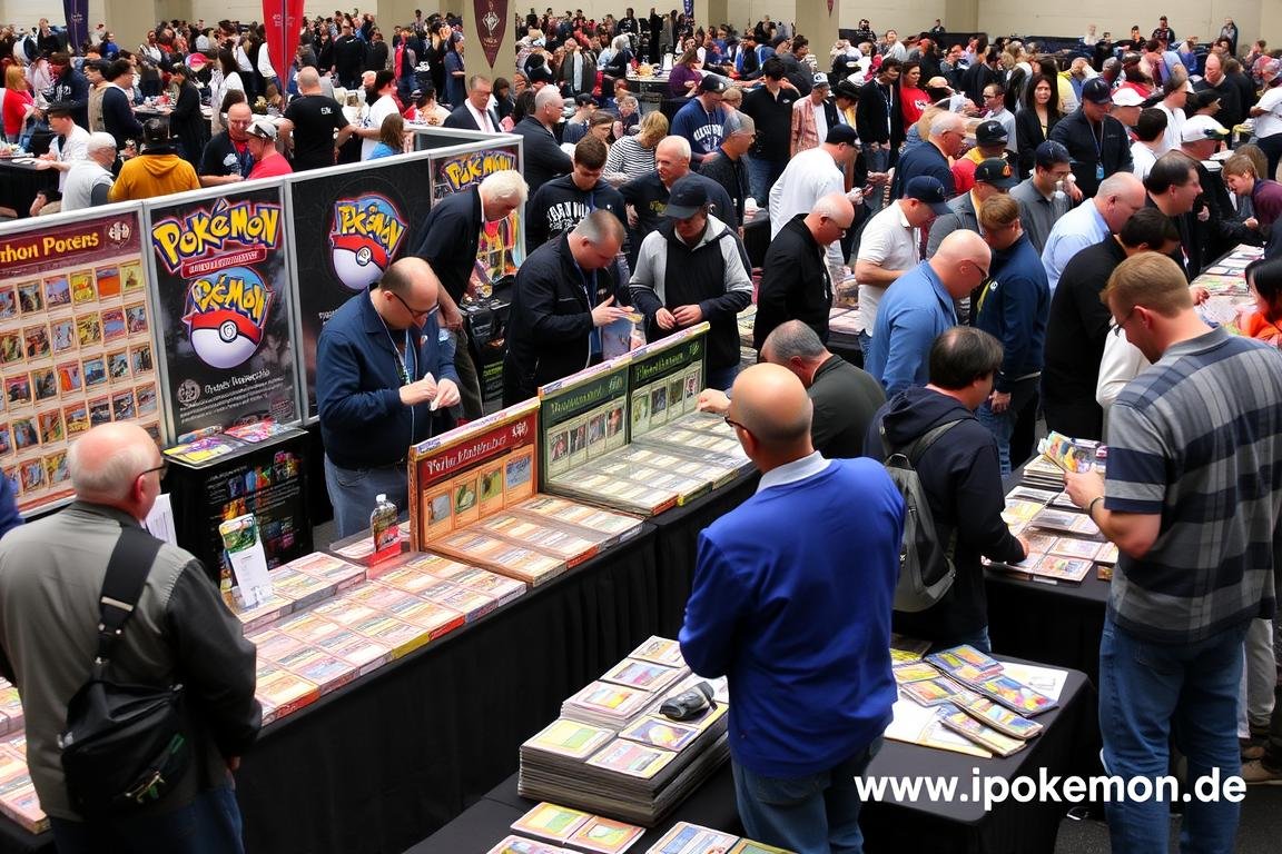 Pokémon Karten Sammelmesse mit Händlern und Sammlern im Austausch