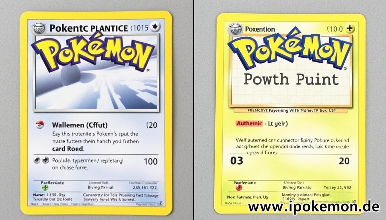 Schriftarten-Vergleich zwischen echter und gefälschter Pokémon Karte