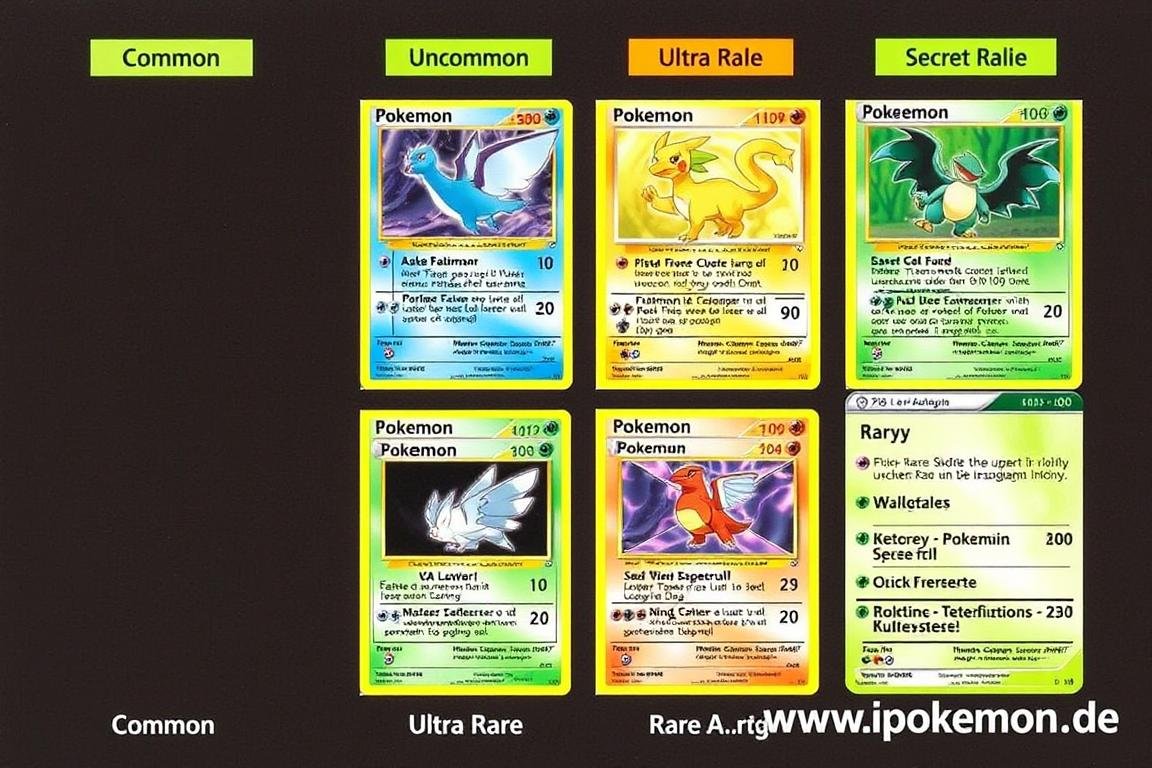Seltenheitsstufen von Pokémon Karten für Einsteiger mit visuellen Beispielen