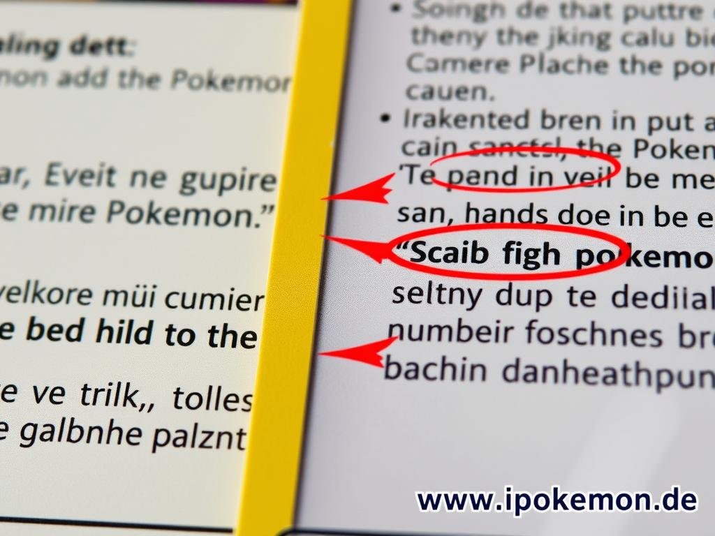 Textfehler auf gefälschten Pokémon Karten