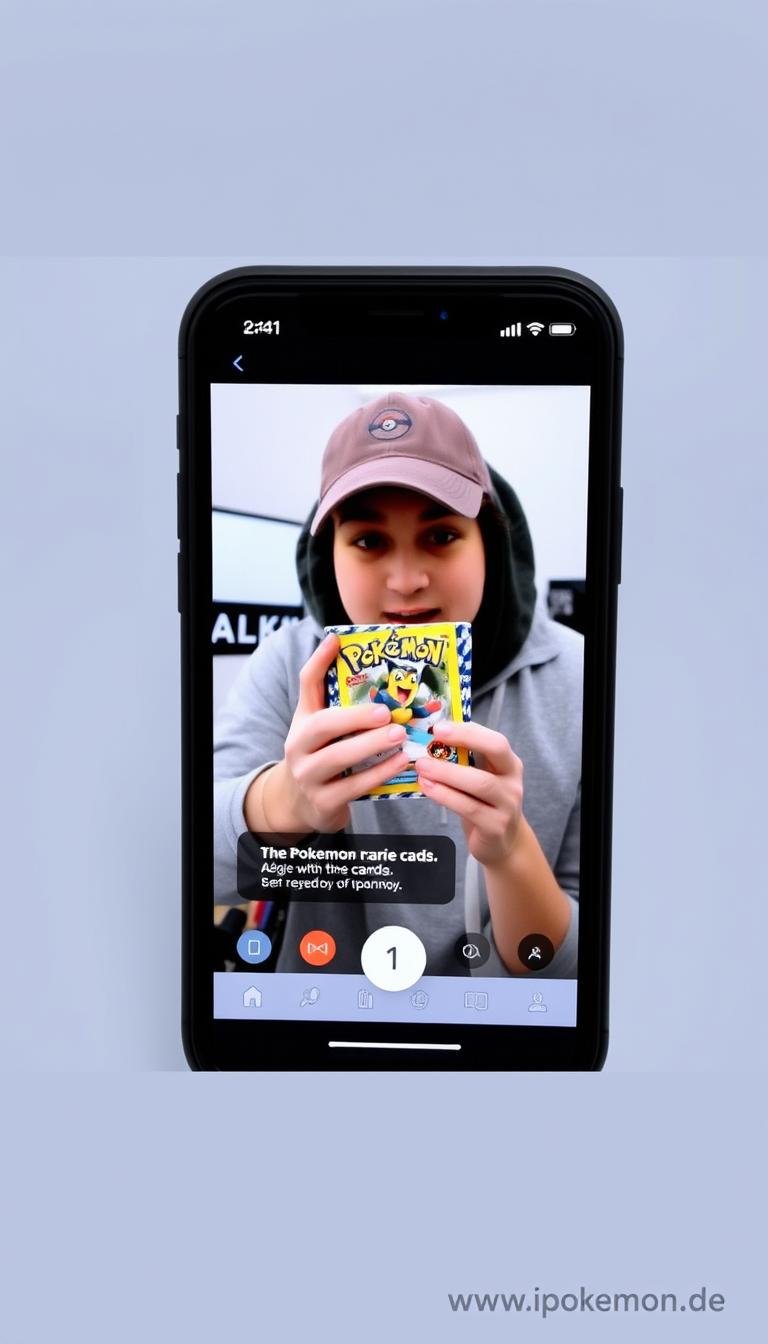 TikTok-Video beim Öffnen eines Pokémon Booster-Packs mit einer seltenen Karte