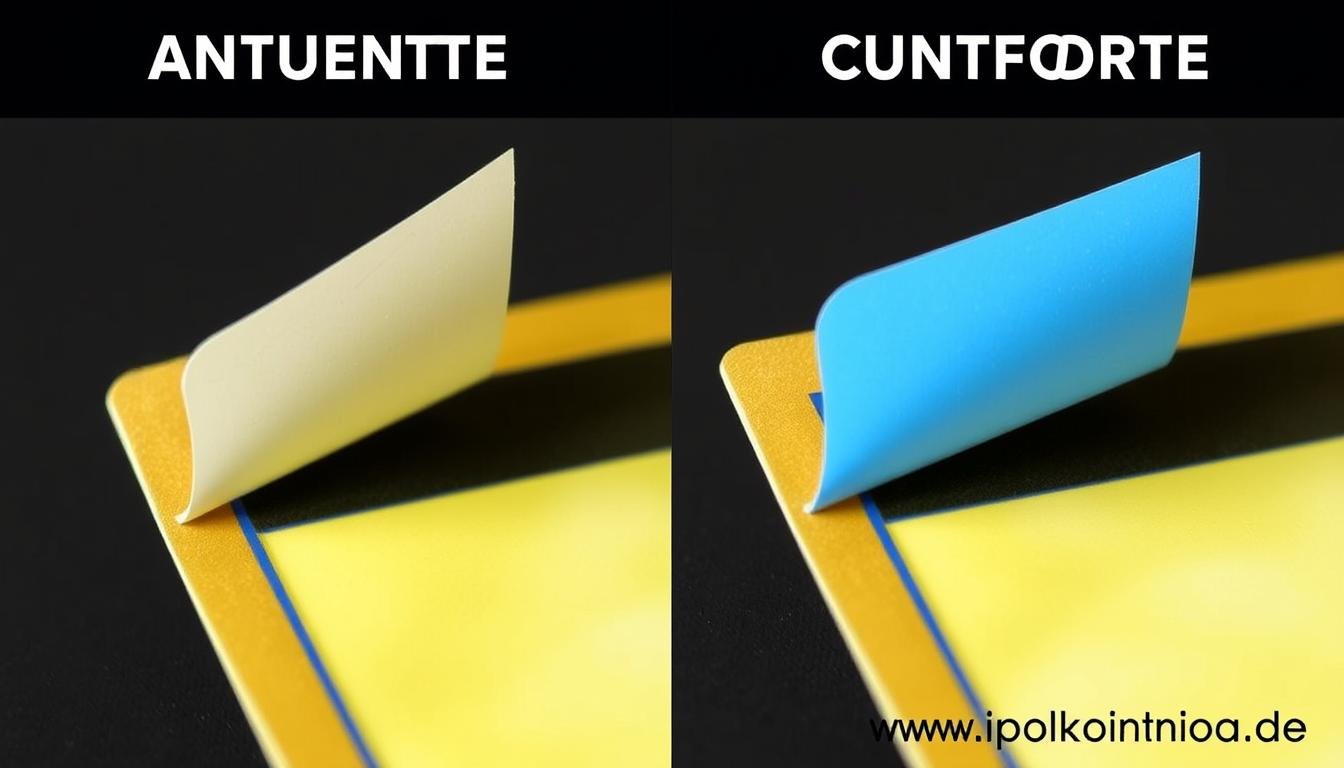 Vergleich der Papierqualität zwischen echter und gefälschter Pokémon Karte