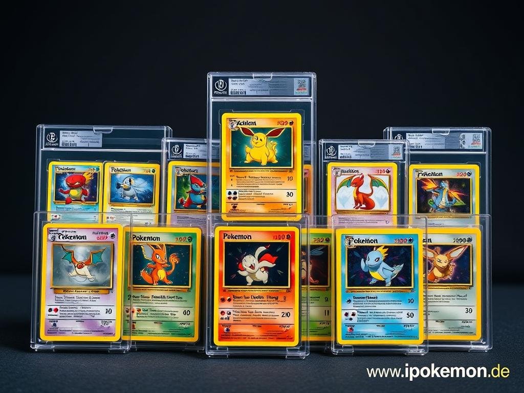 Vintage Pokémon Karten in Schutzhüllen mit stabilen Preisen