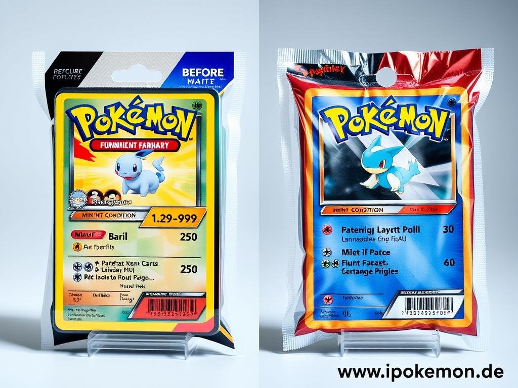 Wertvergleich von Pokémon Karten in unterschiedlichen Verpackungszuständen