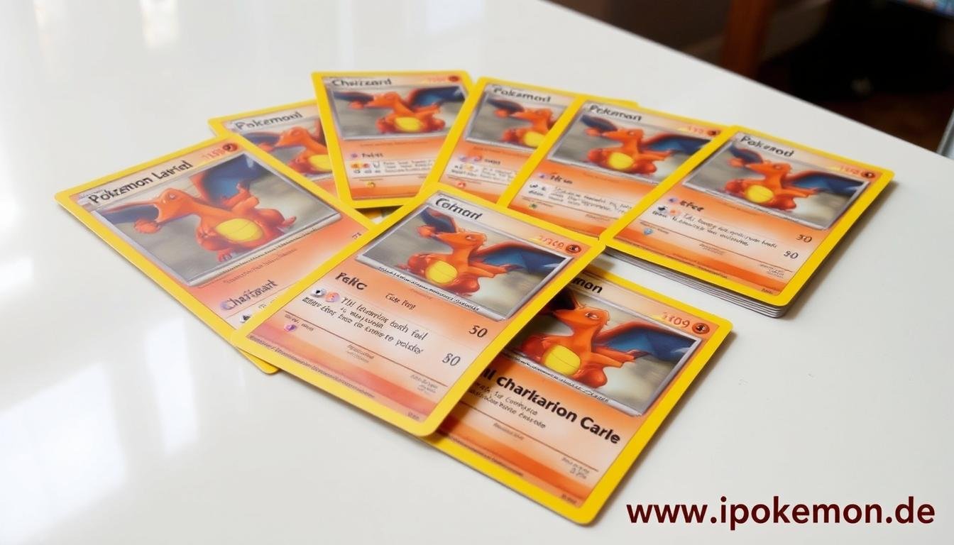 Erste Edition Pokémon Karten aus dem Jahr 1999 mit dem ikonischen Glurak