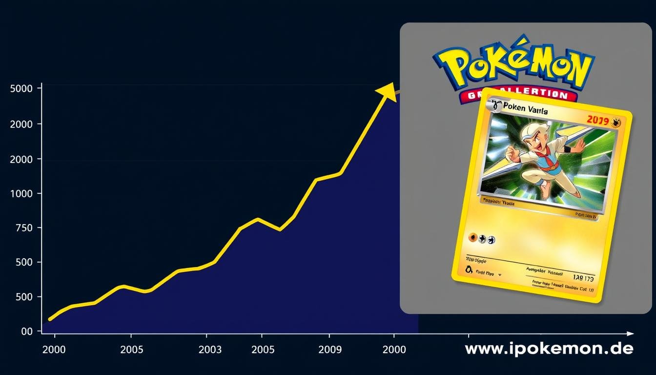 Grafik mit Preisentwicklung von wertvollen Pokémon Karten über die letzten Jahre