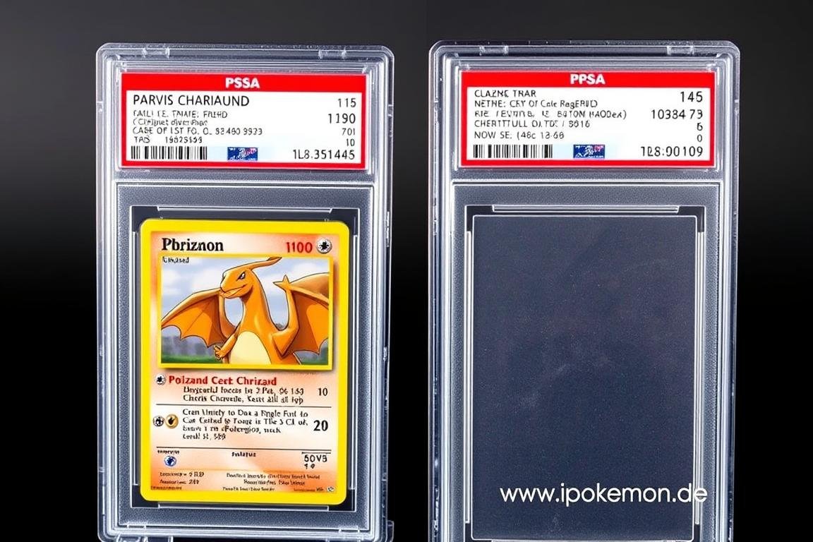PSA Slab mit Charizard Pokémon Karte
