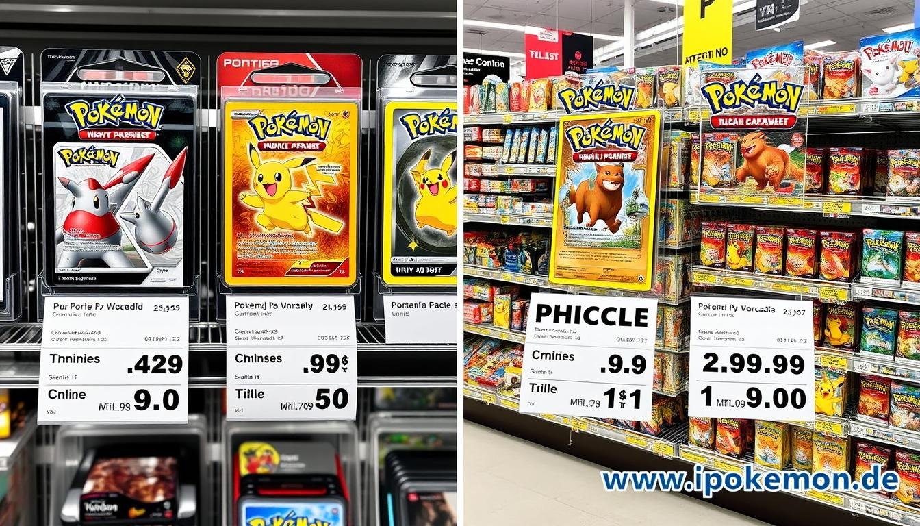 Preisvergleich zwischen Online und Ladengeschäft für Pokémon Karten