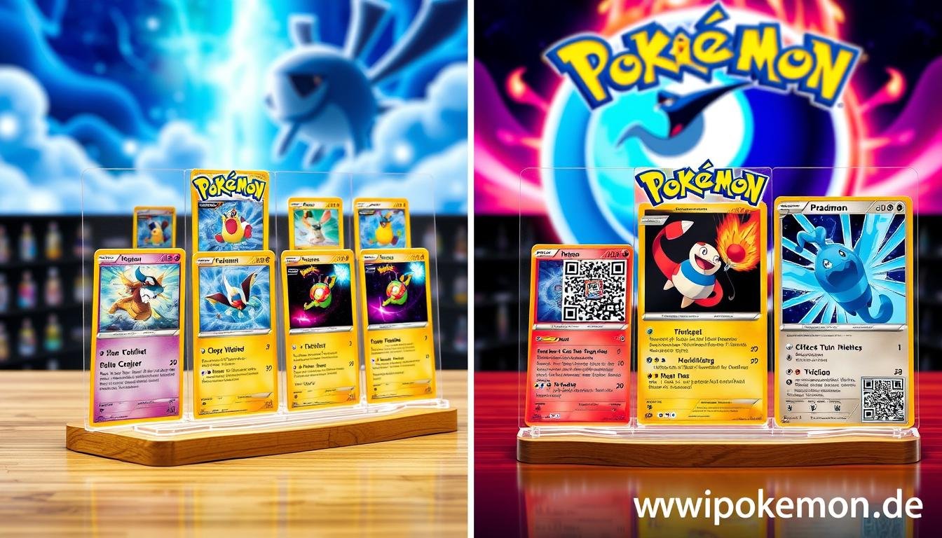 Vergleich von traditionellen und digital-integrierten Pokémon Karten Displays