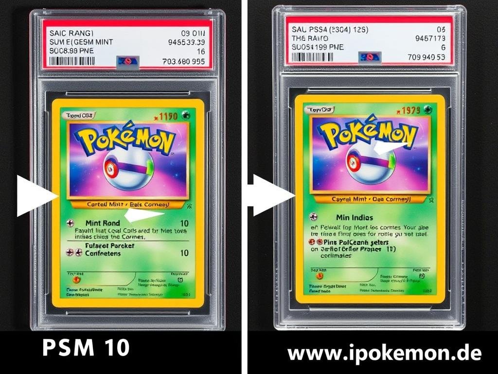 Vergleich zwischen PSA 10 und PSA 9 Pokémon Karten