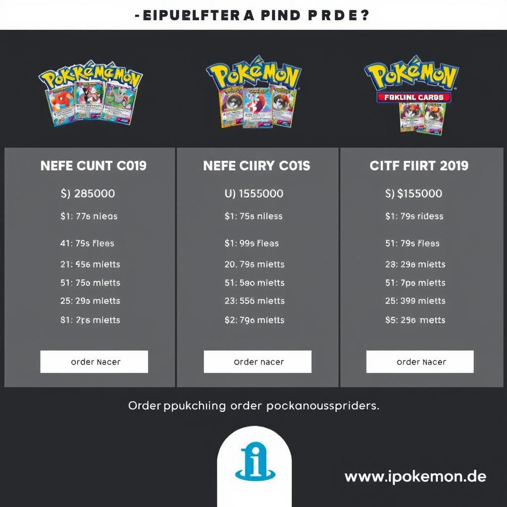 Verschiedene Bestellgrößen für Pokémon Karten