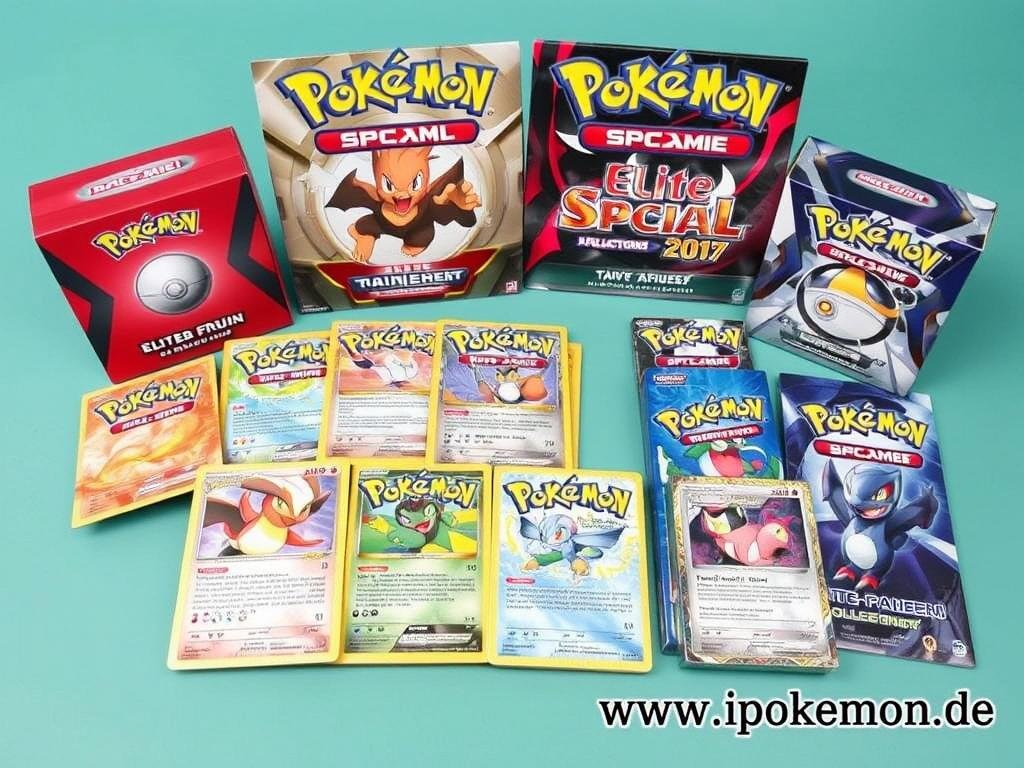 Verschiedene Pokémon Karten Spezial-Sets und Sammlereditionen wie Elite Trainer Boxen und Premium Collections