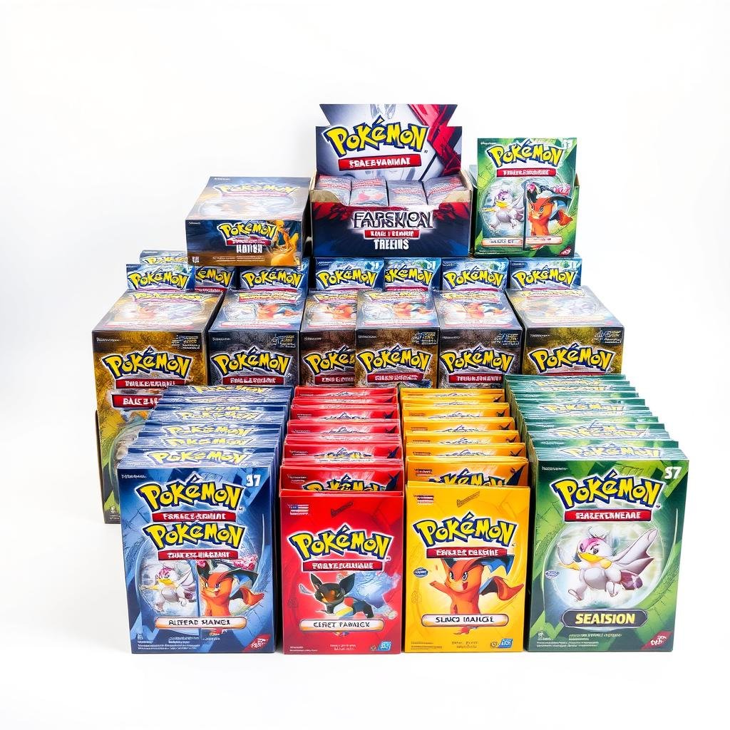 Verschiedene Pokémon Kartensets in Großhandelsverpackung